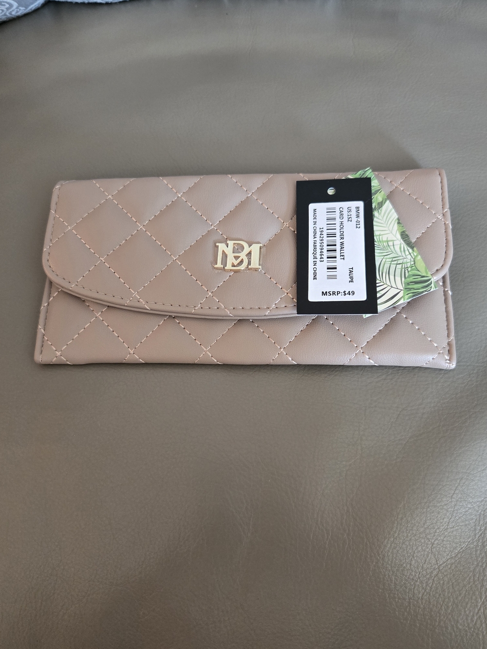 Badgley Mischka Quilted Card Holder Long Wallet - Taupe